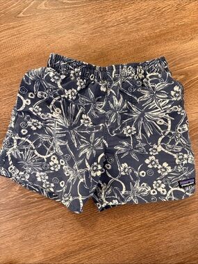 Boys Patagonia Navy and White Tropical Print Swim